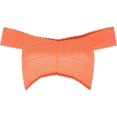 Orange bandage bardot bikini top